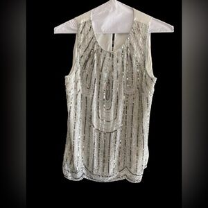 Romeo & Juliet Couture Beautiful Sequin Beaded Holiday Tank Top Blouse Medium